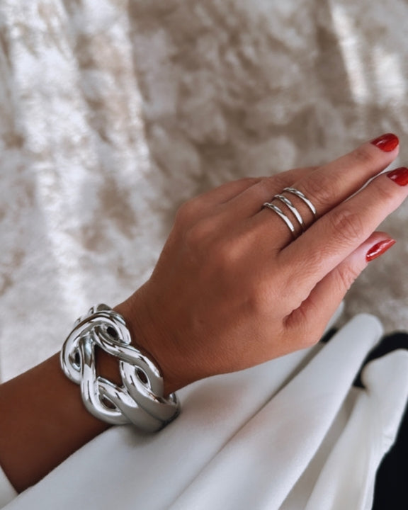 Bracelete Izolda Silver prateado com elos arredondados