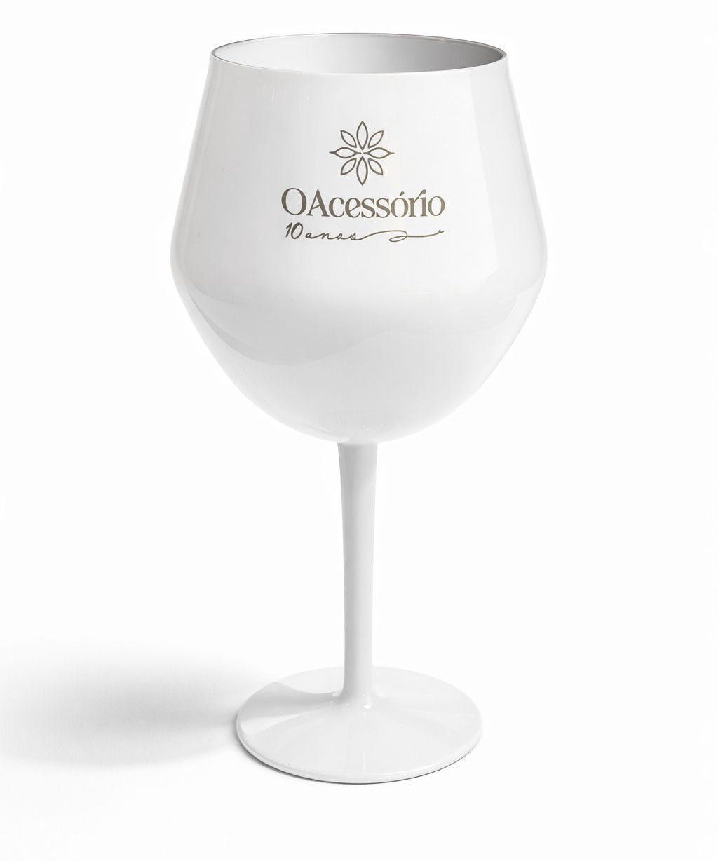 Taça térmica branca para bebidas, formato taça com haste e base larga