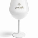 Taça térmica branca para bebidas, formato taça com haste e base larga