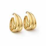 Brinco de argola Joana dourado, formato torcido com ranhuras