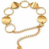 Cinto Lolita dourado com argolas, elos de corrente e pingente de flor
