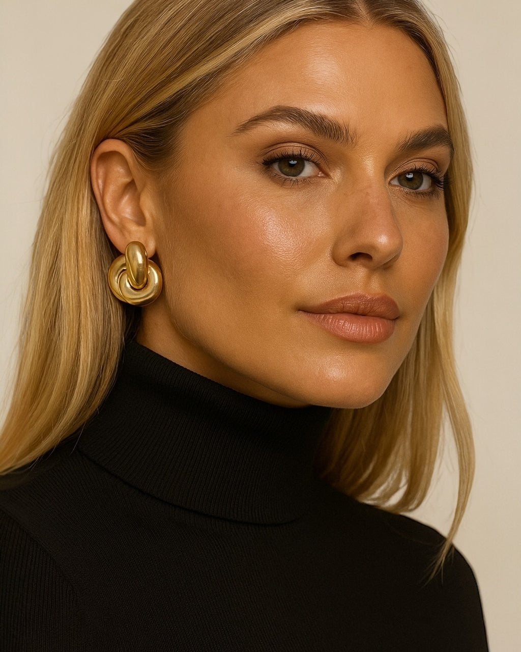 Brinco dourado em argola com detalhe torcido