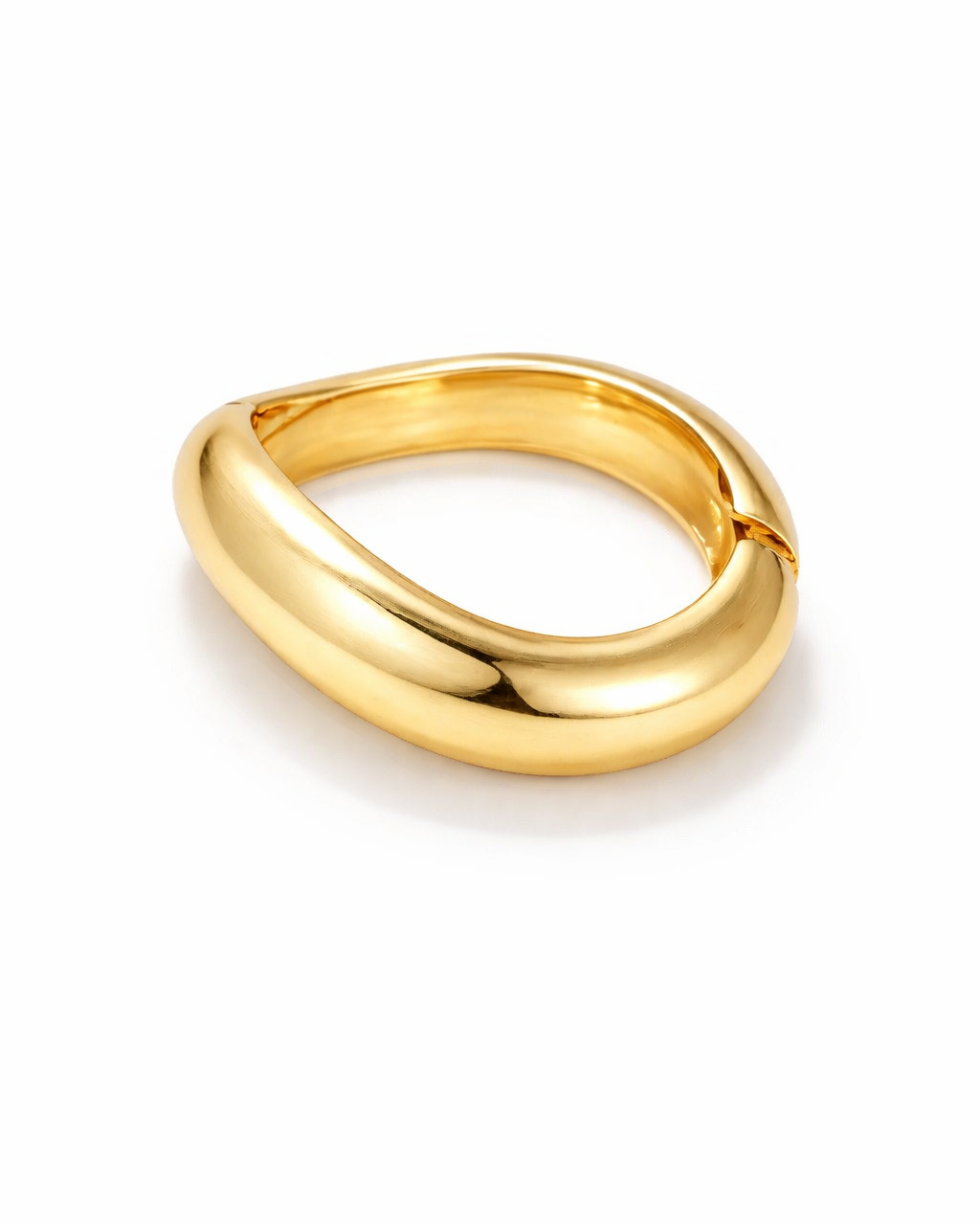 Pulseira Nika curva dourada brilhante, aro curvo polido