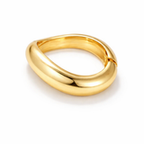 Pulseira Nika curva dourada brilhante, aro curvo polido