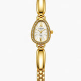 Relógio Cartino dourado com mostrador branco e pulseira de elos ajustável