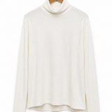 Blusa de tricô Ana Estela branca de gola alta e mangas longas