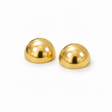 Par de brincos Julieta de metal dourado, formato hemisférico
