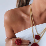 Colar Erida Red com pingente de contas vermelhas