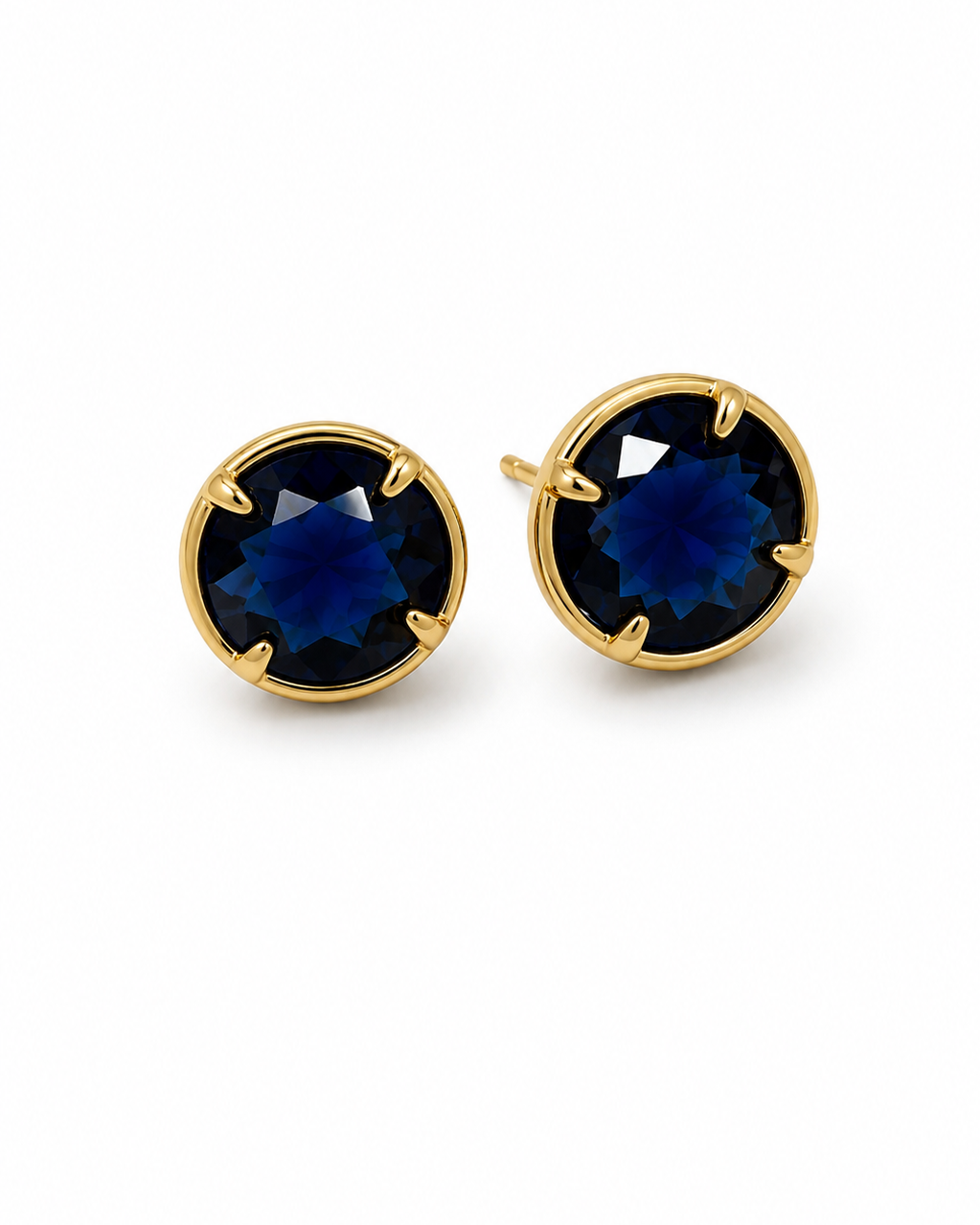Par de brincos com pedra cristal azul-marinho e aro dourado