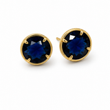 Par de brincos com pedra cristal azul-marinho e aro dourado