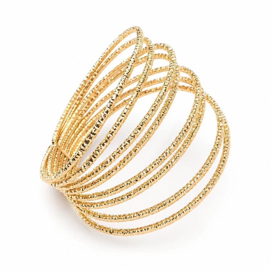 Conjunto de pulseiras Norma douradas, várias voltas com acabamento brilhoso