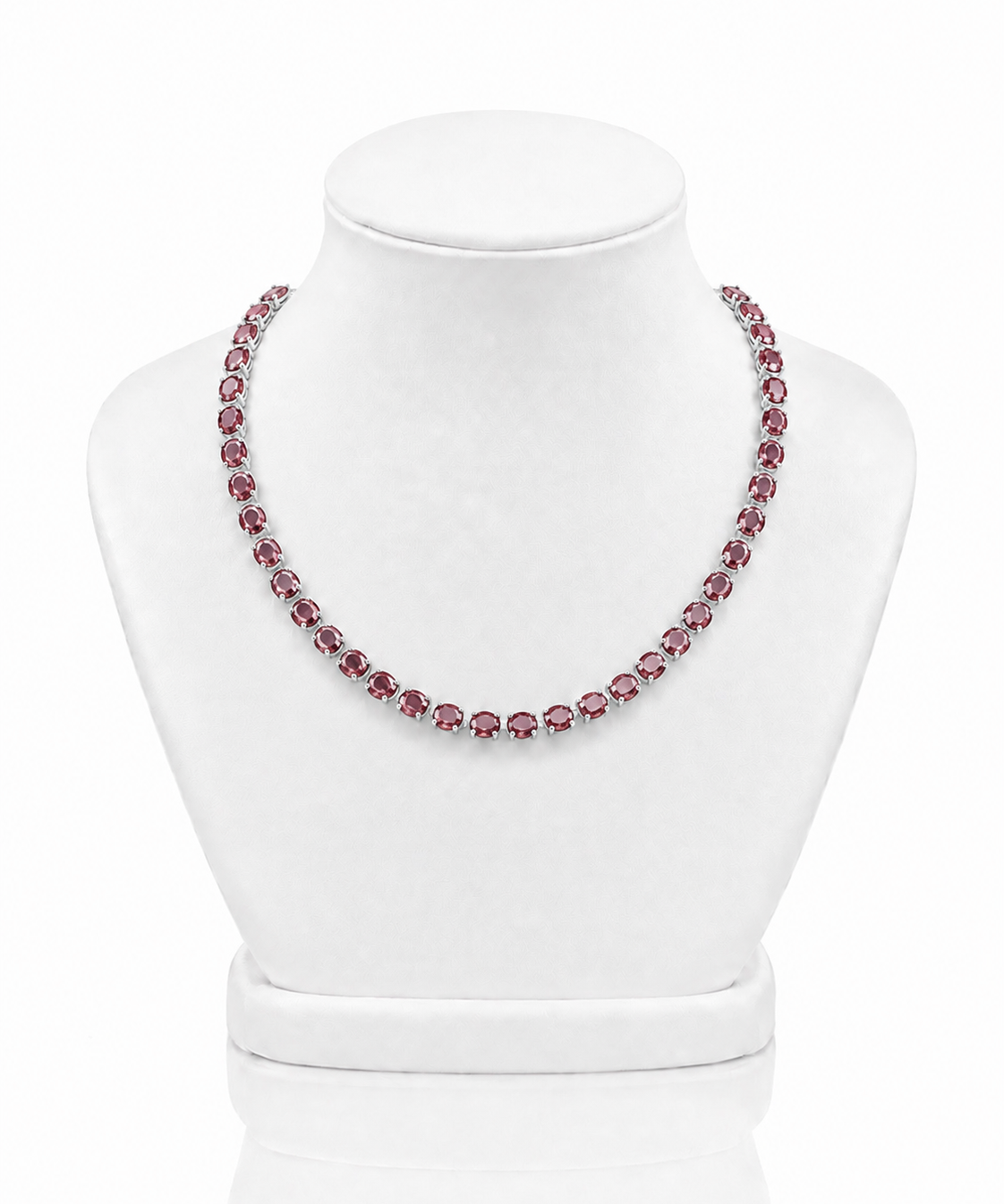 Colar oval de pedras vinho com brilho