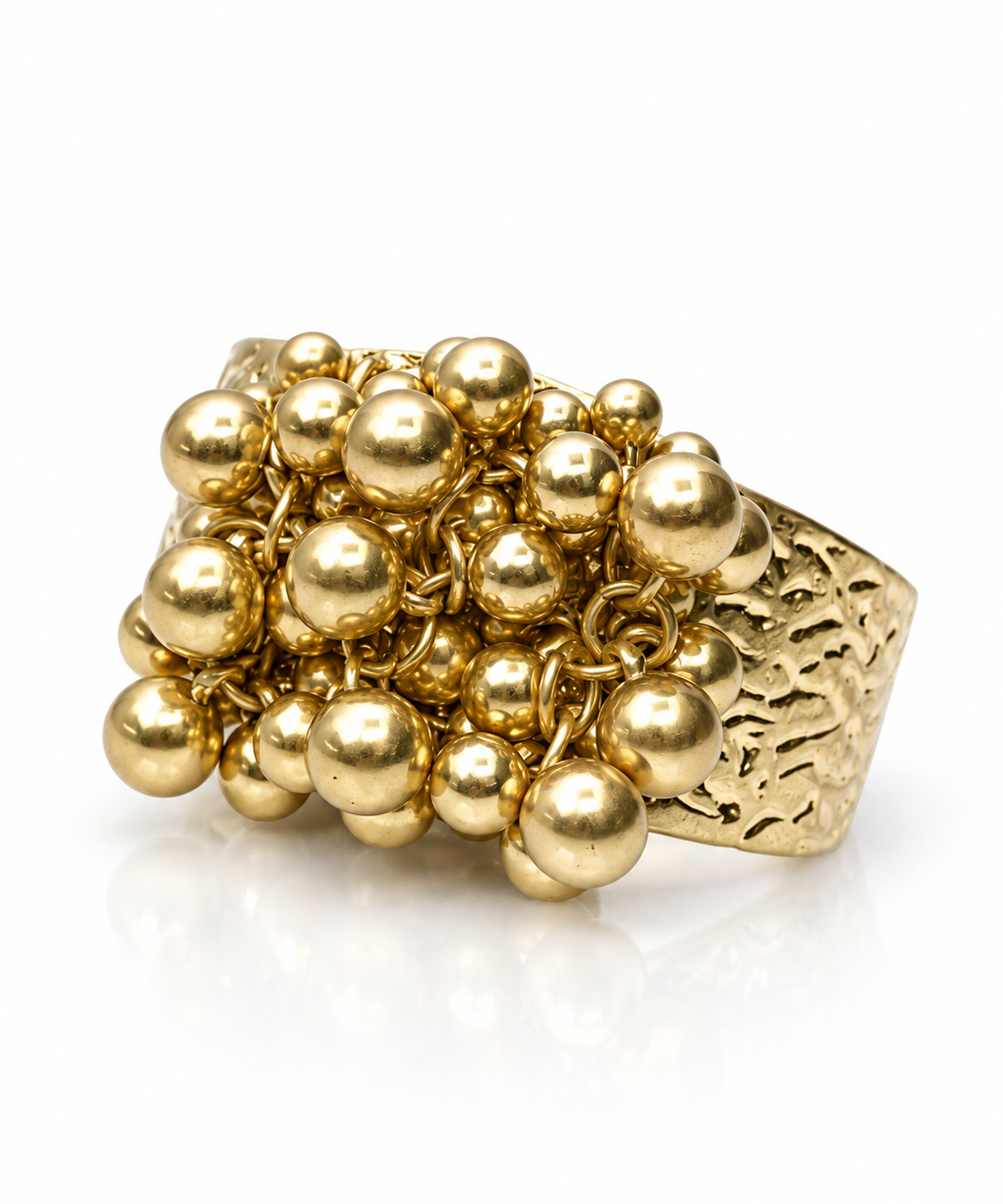 Pulseira Valina dourada com contas esféricas e placa texturizada
