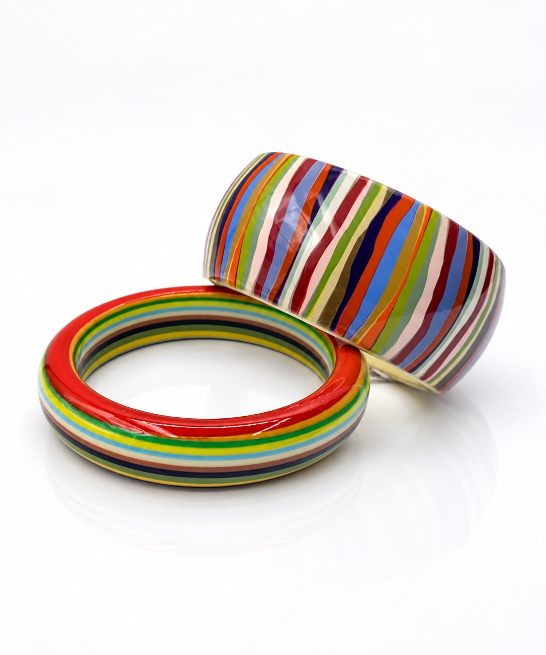 Pulseira Nath com duas voltas, bracelete listrado multicolor