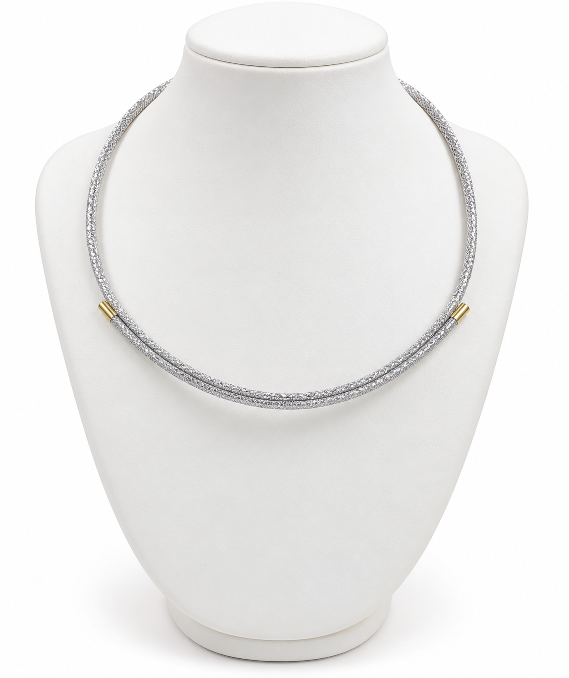 Colar choker lira prateado, corrente fina com fechos pequenos