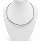 Colar choker lira prateado, corrente fina com fechos pequenos