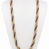 Colar trançado em cordões dourado, marrom e preto