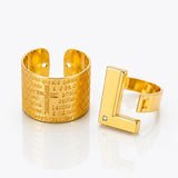 Kit de pulseiras douradas tipo bracelete com inicial L, duas peças