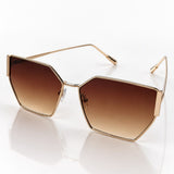 Óculos de sol com armação dourada e lentes marrons degradê