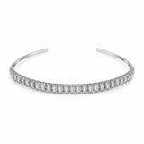 Tiara Diana prateada com fileira de pedras transparentes