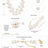 Infográfico do Colar Times com pérolas e medidas de comprimento das voltas