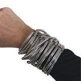 Pulseira Tosi Glam prateada com vários elos metálicos e fecho
