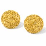 Brincos aramados redondos dourados, esfera de fios entrelaçados