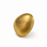Anel Brigitte oval dourado brilhante, em close