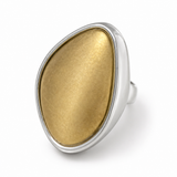 Anel Sulia oval com aro prateado e interior dourado