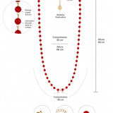 Colar Ana Julia com cristais e pingente dourado, ilustração com medidas