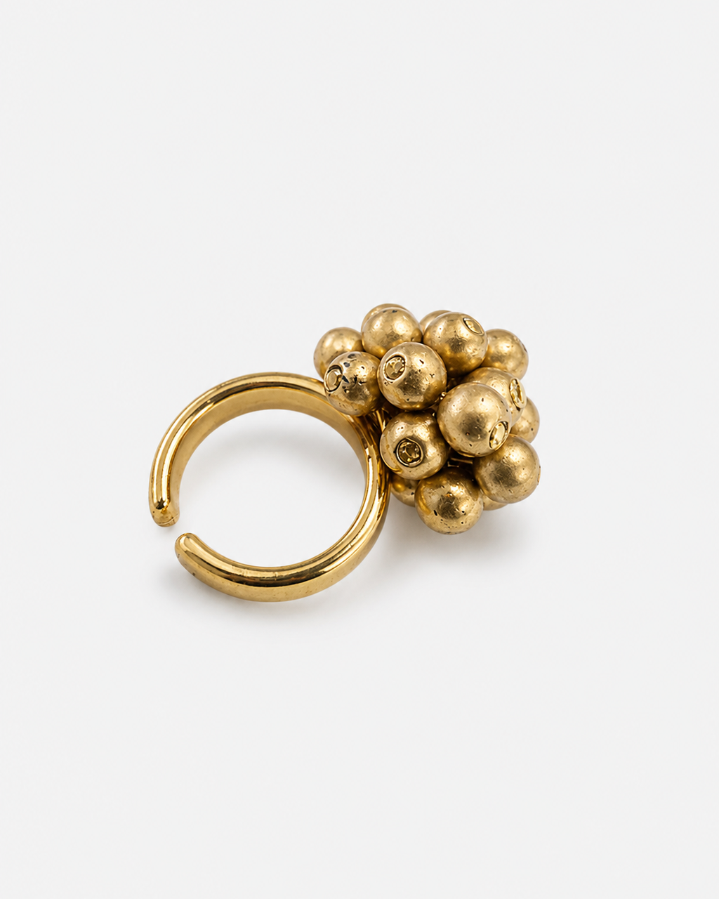 Anel Times mini dourado com buquê de esferas metalizadas