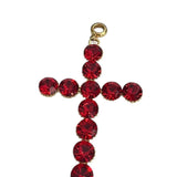 Pingente cruz com strass vermelho e argolinha dourada