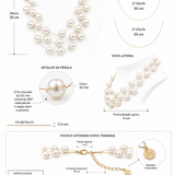 Colar com pérolas brancas, 3 voltas e fecho extensor