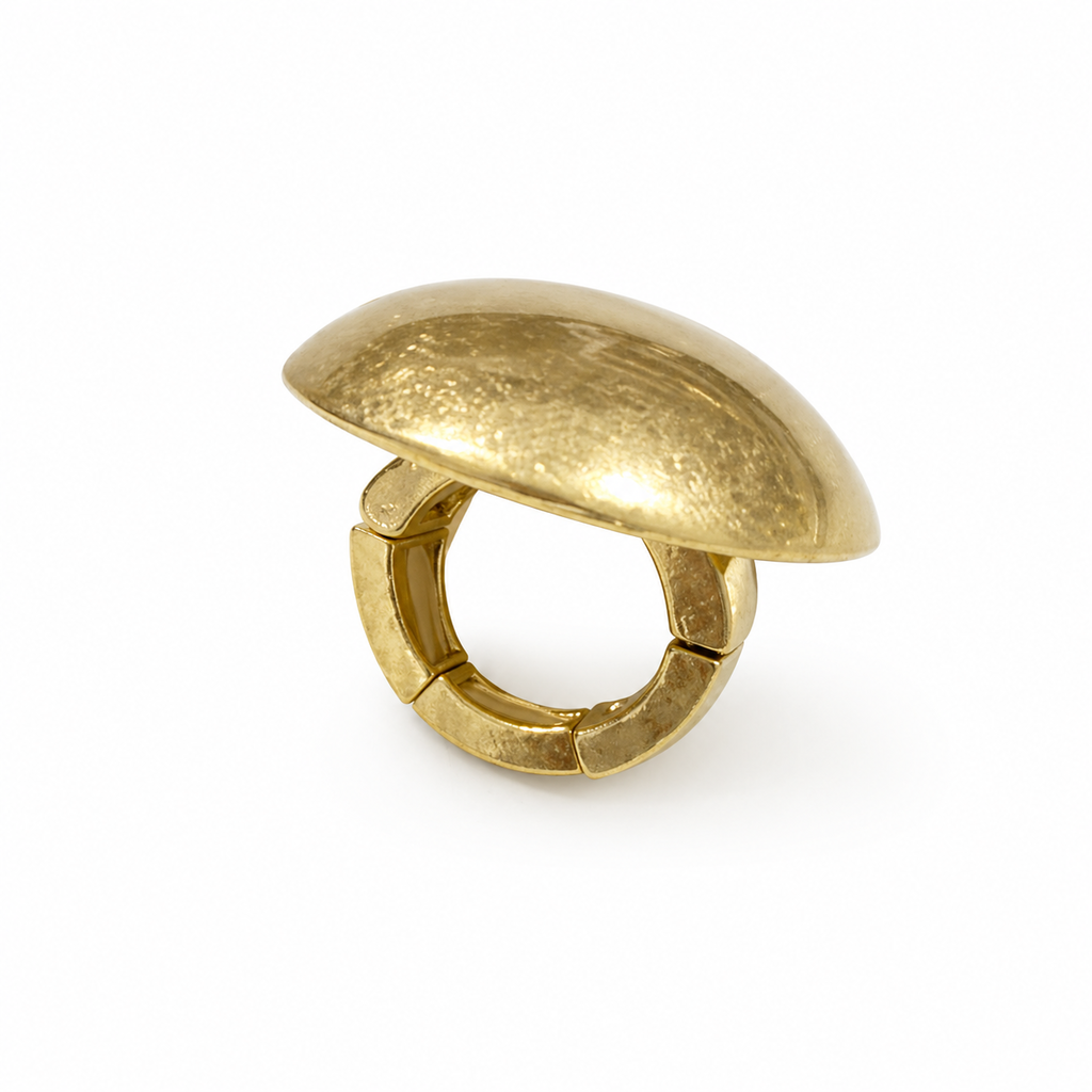 Anel Brigitte oval dourado com aro aberto na parte inferior