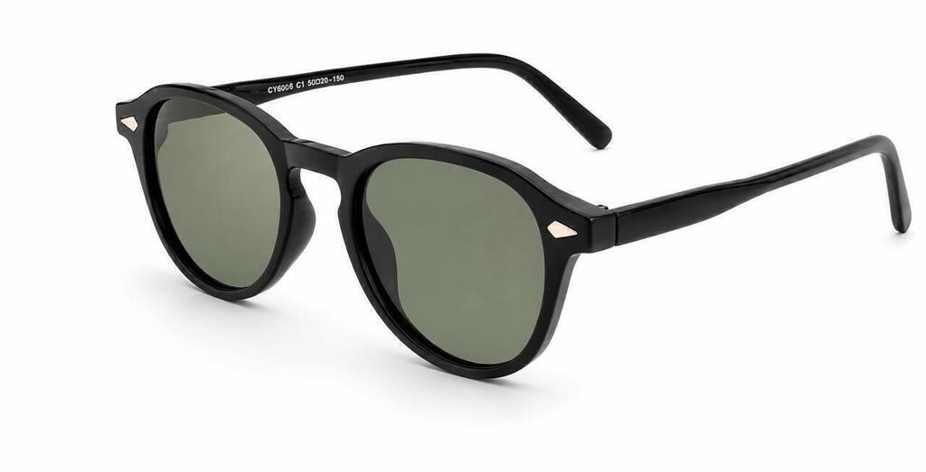 Óculos Luara Black com lentes verdes escuras e armação preta