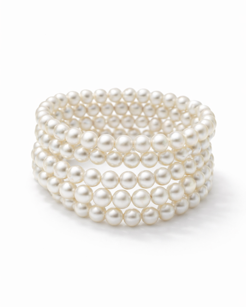 Pulseira Ana Julian oval de pérolas brancas, várias voltas